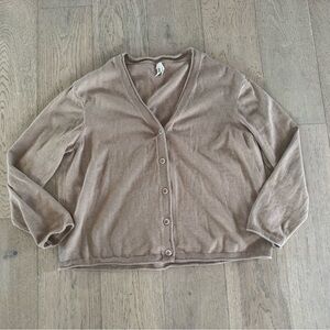 Pact Classic Fine Knit Cardigan Tan Large